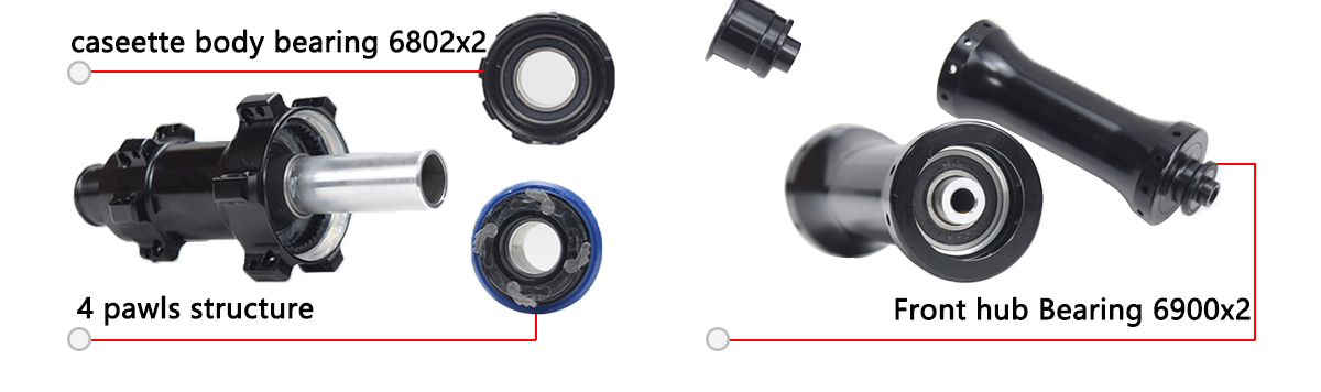 Bicycle hub rim brake straight pull 4 pawls 24 holes Bicycle hub rim brake straight pull 4 pawls 24 holes