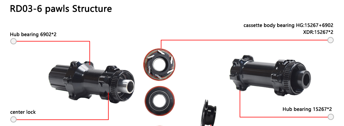 disc brake hub center lock, 6 pawls structure, front 12*100mm rear 12*142mm disc brake hub center lock, 6 pawls structure, front 12*100mm rear 12*142mm