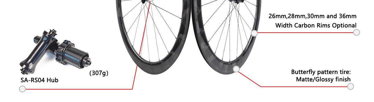 Carbon SA-RS04 Road Rim Brake Carbon Wheelset Carbon SA-RS04 Road Rim Brake Carbon Wheelset