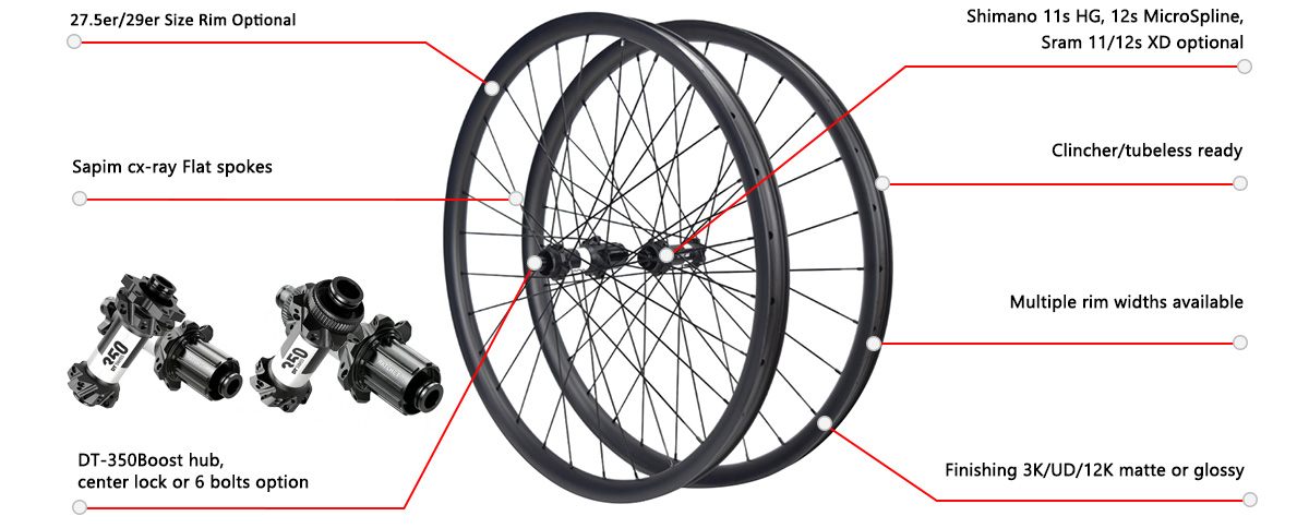 Moutain bike carbon wheels asymmetry 27.5er/29er for DT350 boost Moutain bike carbon wheels asymmetry 27.5er/29er for DT350 boost